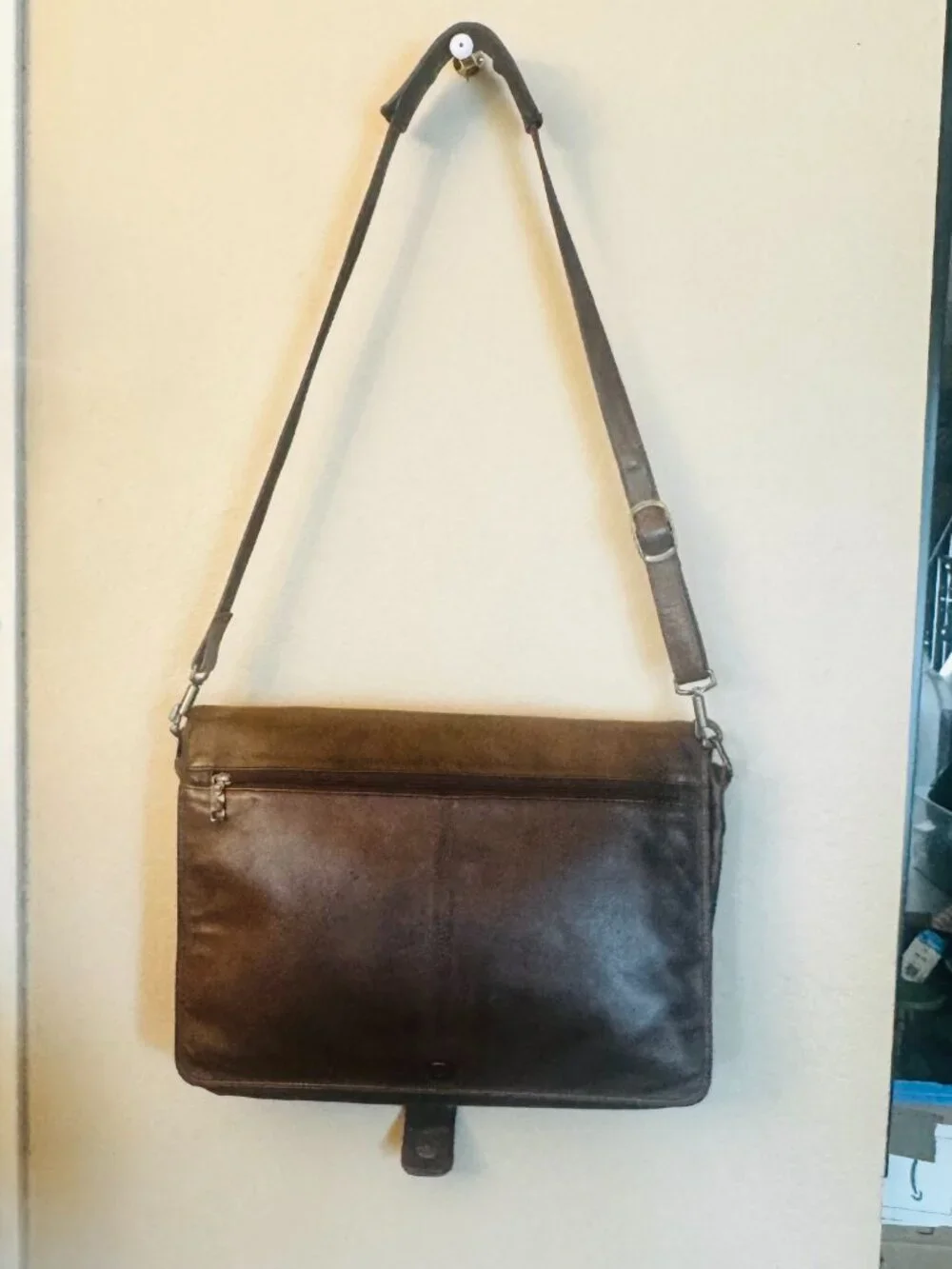 Vtg Rare Scully Leather Messenger Bag 16x11 Brown Crossbod Laptop Organizer READ